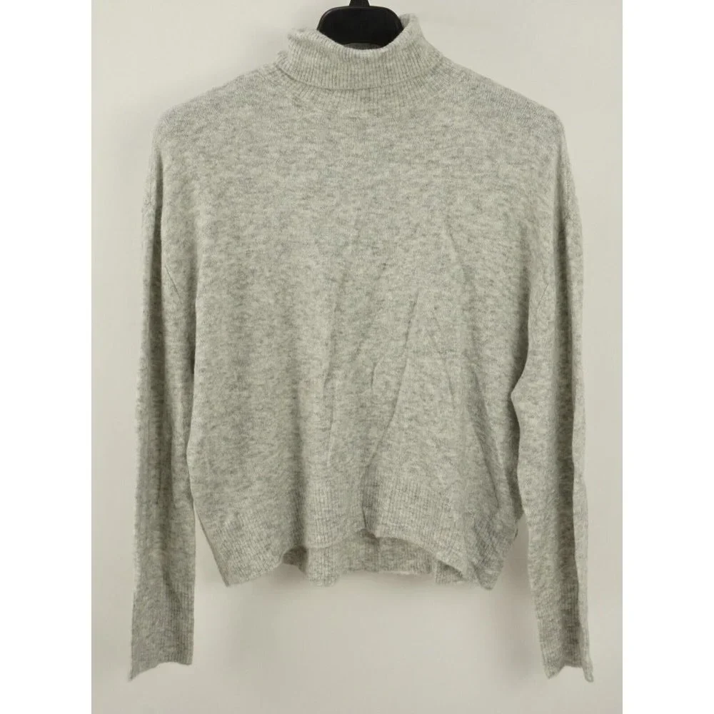 New Lulus Well Read Women's Size L Large Heather Grey Knit Turtleneck Sweater‎